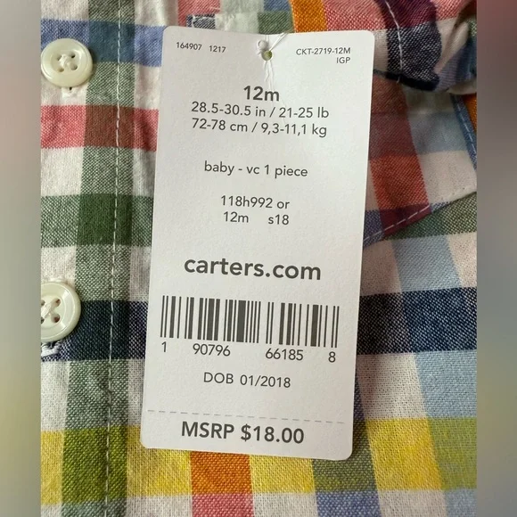 Carter's Multicolor Plaid Bodysuit - Picture 4 of 5
